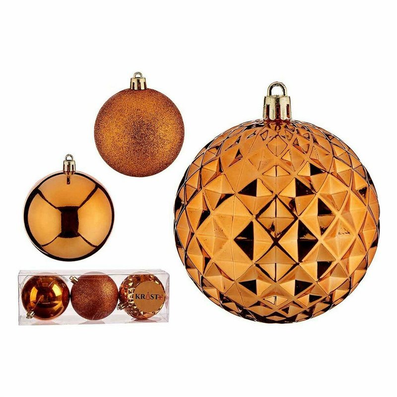 Image secondaire de Lot de boules de Noël Orange PVC Ø 8 cm (12 Unités)
