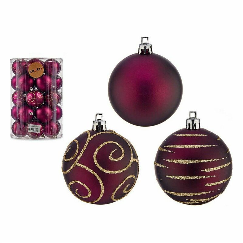 Image secondaire de Lot de boules de Noël Violet PVC Ø 6 cm (4 Unités)