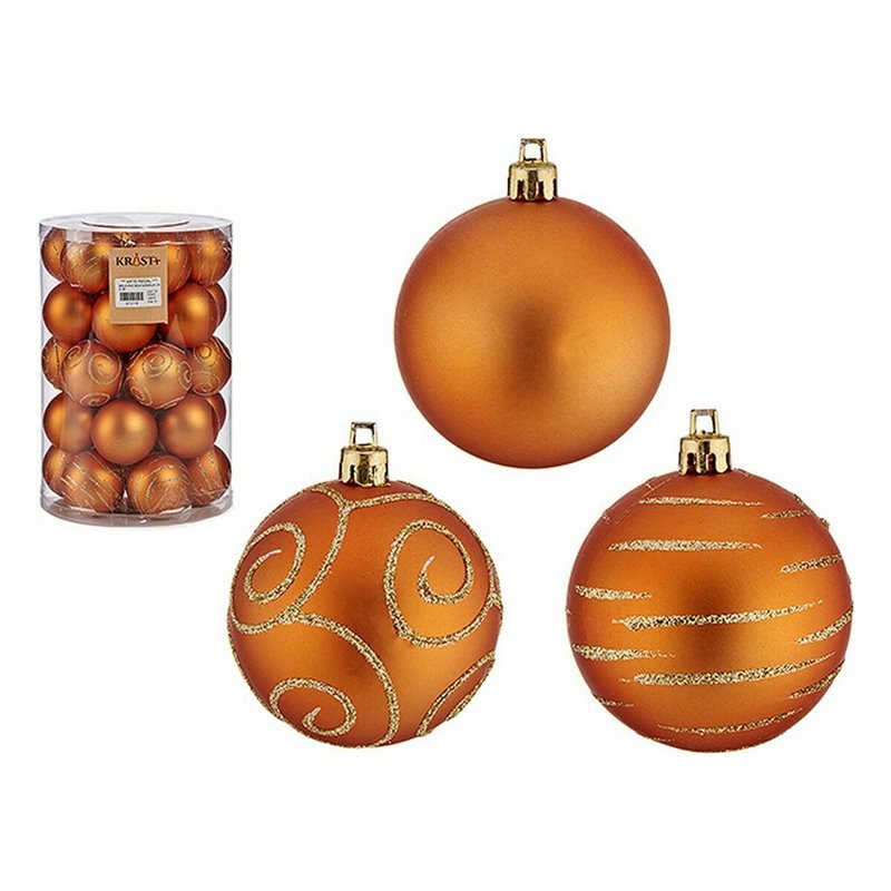 Image secondaire de Lot de boules de Noël Orange PVC 6 cm (4 Unités)