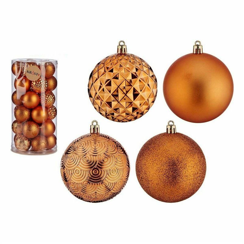 Image secondaire de Lot de boules de Noël 8 cm Orange PVC (4 Unités)