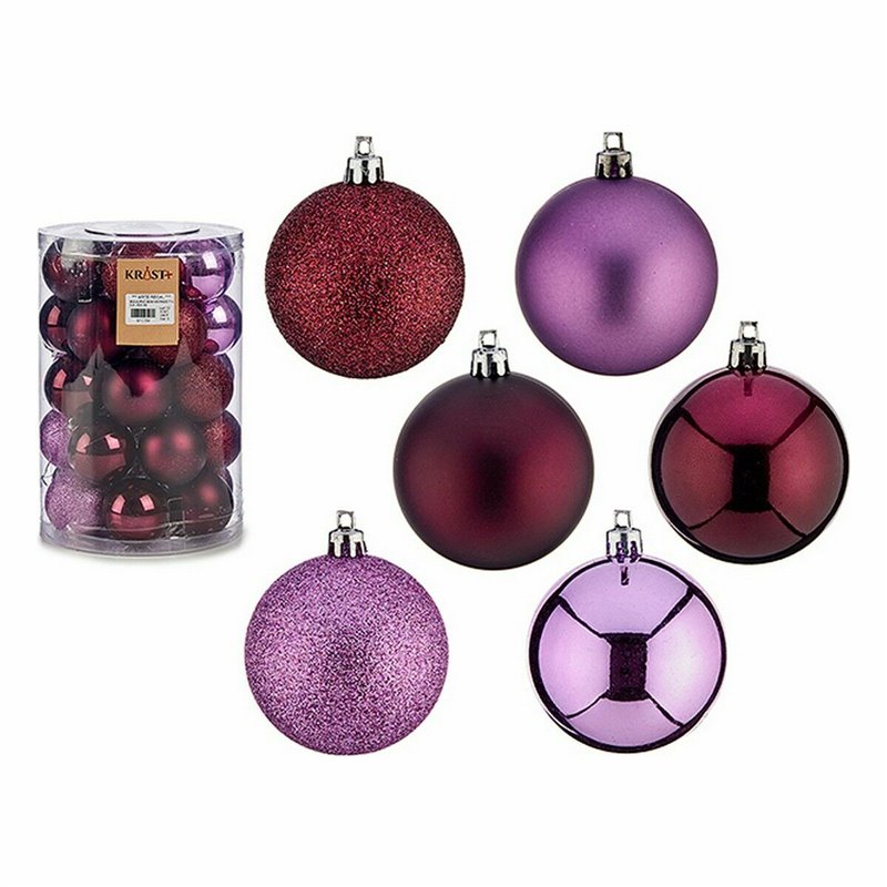 Image secondaire de Lot de boules de Noël Violet Plastique 6 x 7 x 6 cm (6 Unités)