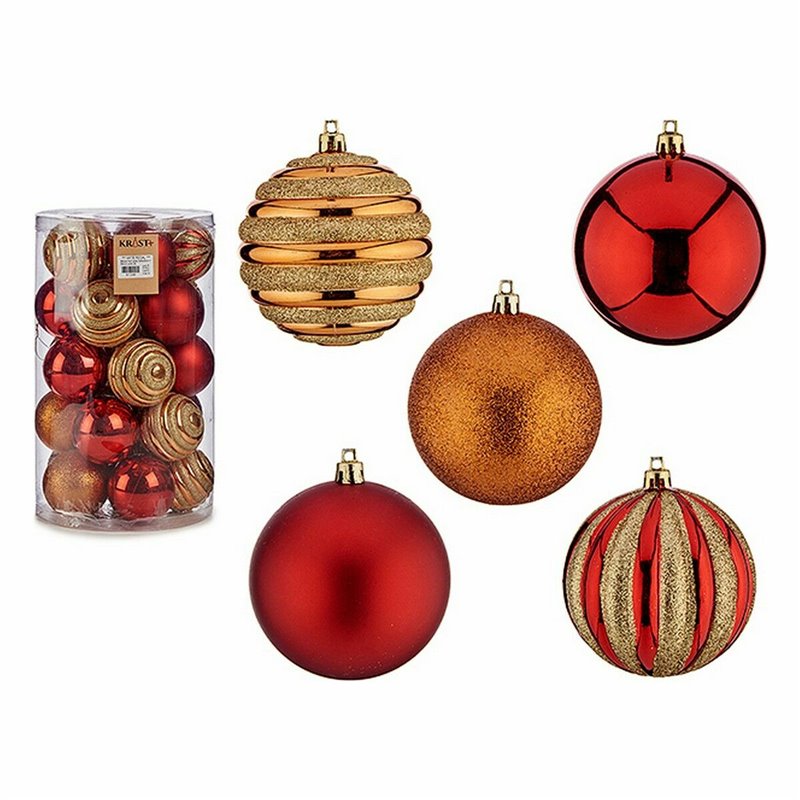 Image secondaire de Lot de boules de Noël Rouge Orange PVC Ø 8 cm (4 Unités)