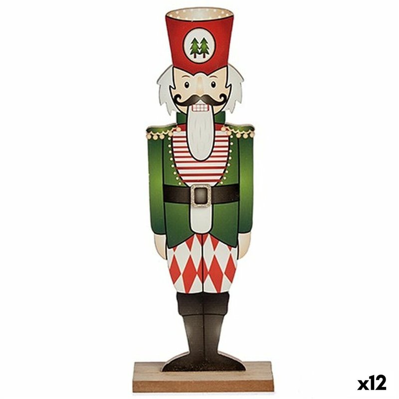 Figurine Décorative Casse-Noisette Noir Rouge Vert Bois 8 x 40 x 15 cm (12 Unités)