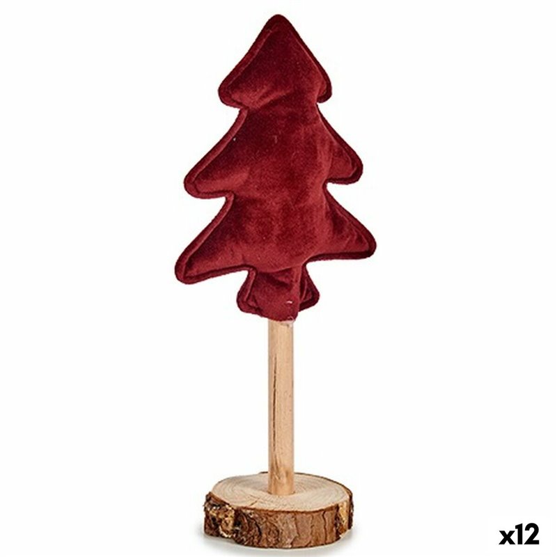 Sapin de Noël Polyester Bordeaux Bois 9,5 x 32 x 13 cm (12 Unités)