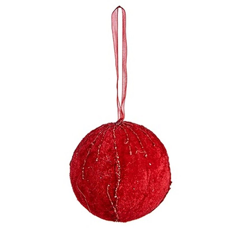 Image secondaire de Lot de boules de Noël Polyester Rouge 8 x 8 x 8 cm (6 Unités)