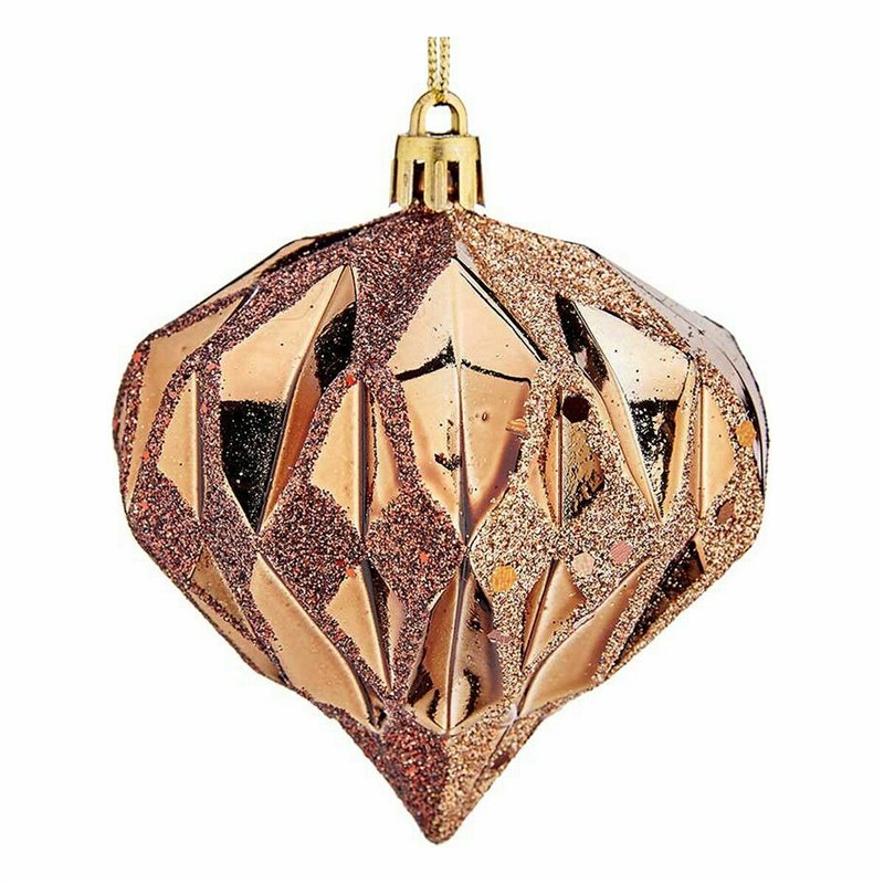 Image secondaire de Lot de boules de Noël Diamant Marron Plastique 8 x 9 x 8 cm (12 Unités)