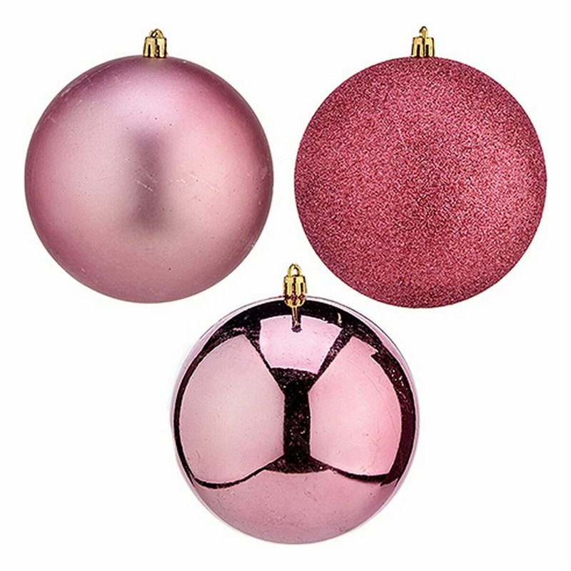 Image secondaire de Lot de boules de Noël Rose PVC Ø 12 cm (6 Unités)