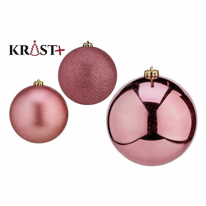 Image secondaire de Lot de boules de Noël Rose PVC 10 cm (12 Unités)