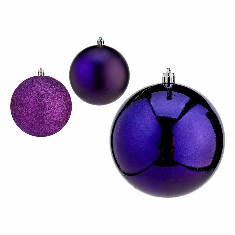 Image secondaire de Lot de boules de Noël Violet Plastique 10 x 11 x 10 cm (12 Unités)