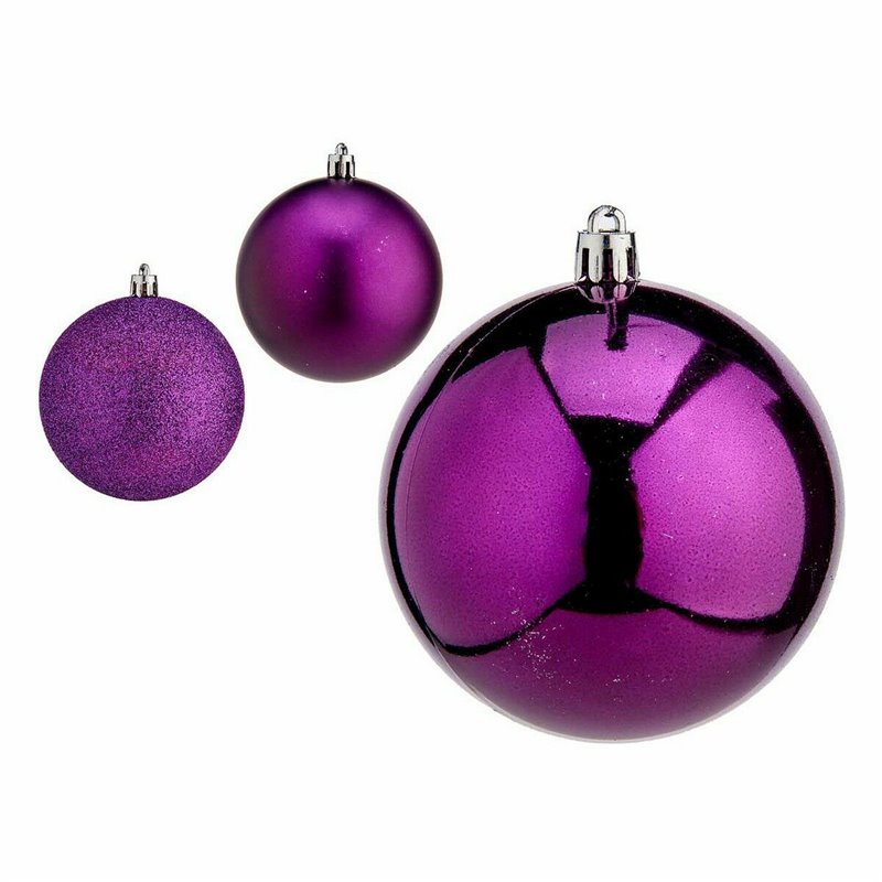 Image secondaire de Lot de boules de Noël Violet Plastique 8 x 9 x 8 cm (12 Unités)