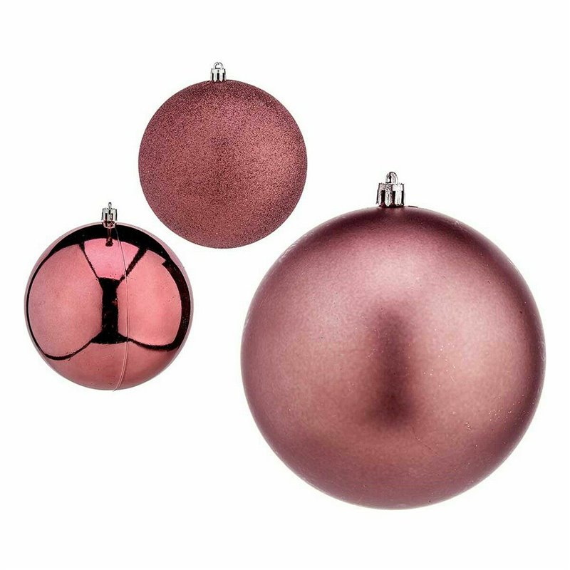 Image secondaire de Lot de boules de Noël Rose Plastique Ø 12 cm (6 Unités)