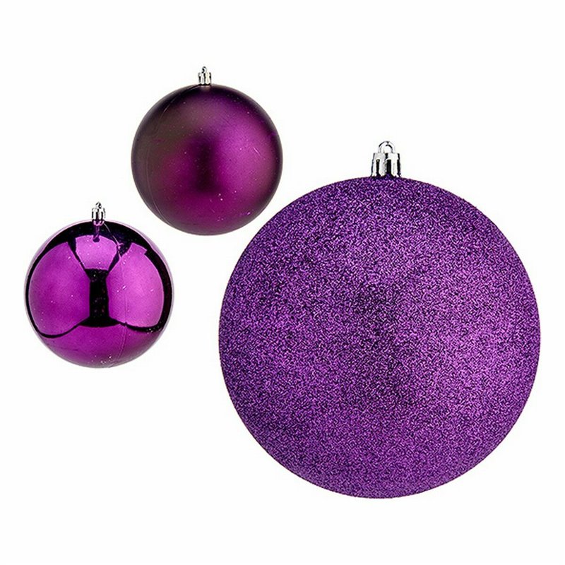 Image secondaire de Lot de boules de Noël Violet Plastique Ø 12 cm (6 Unités)