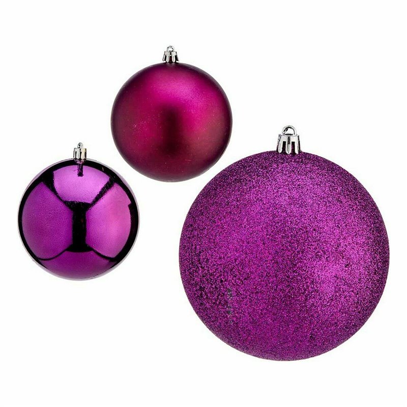 Image secondaire de Lot de boules de Noël Violet Plastique 10 x 13 x 10 cm (12 Unités)