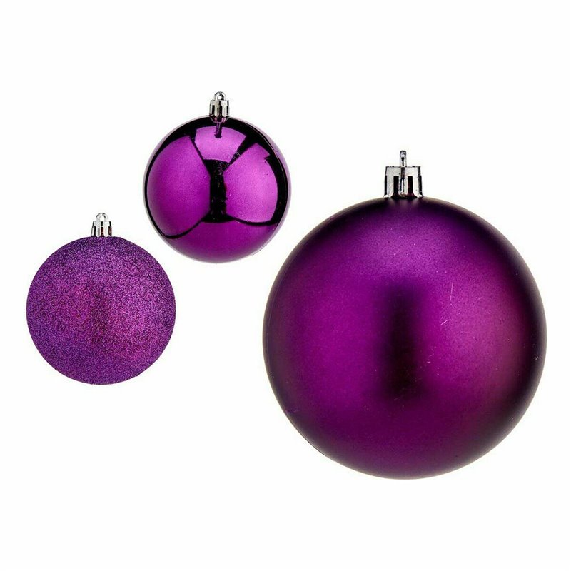 Image secondaire de Lot de boules de Noël Violet Plastique 8 x 8 x 47 cm (12 Unités)