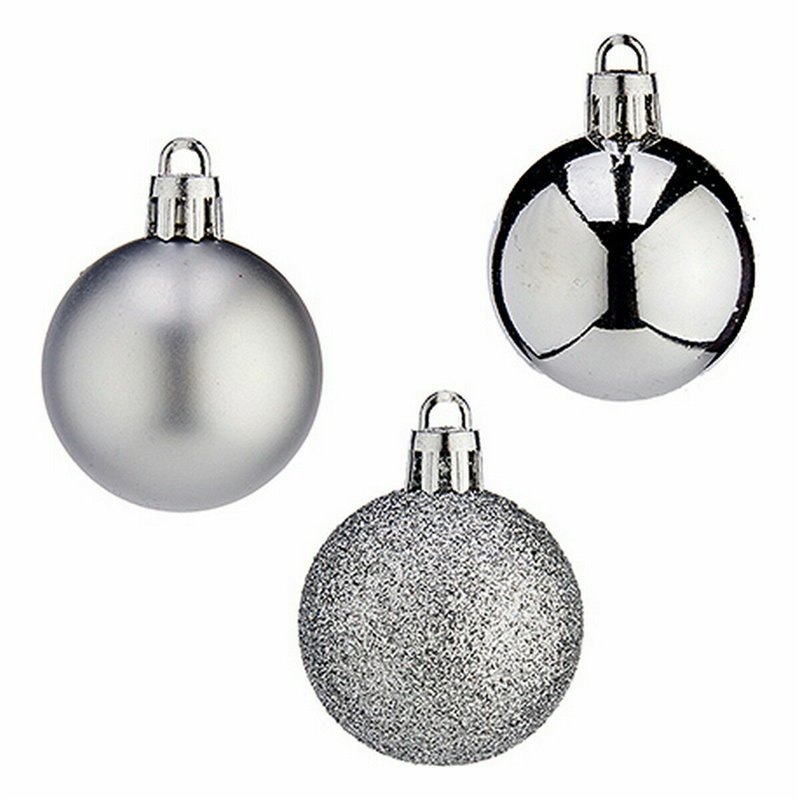 Image secondaire de Lot de boules de Noël 4 cm Argenté Plastique (12 Unités)