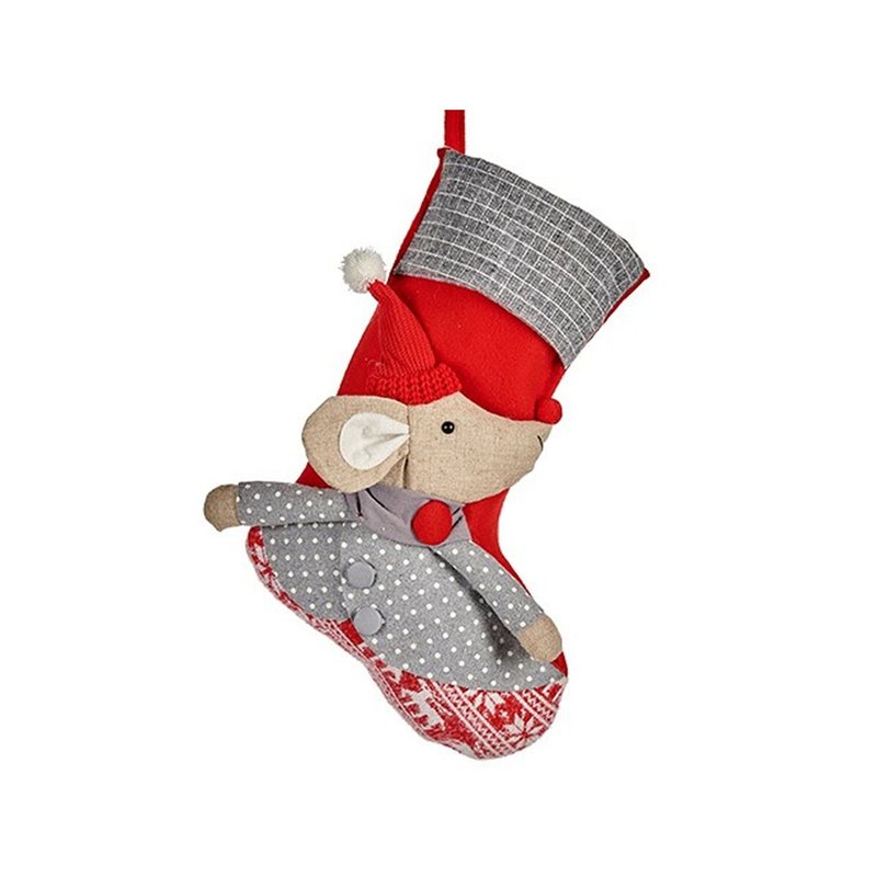 Image secondaire de Décorations de Noël Chaussette de Noël Souris Rouge 33 x 4 x 50 cm (12 Unités)