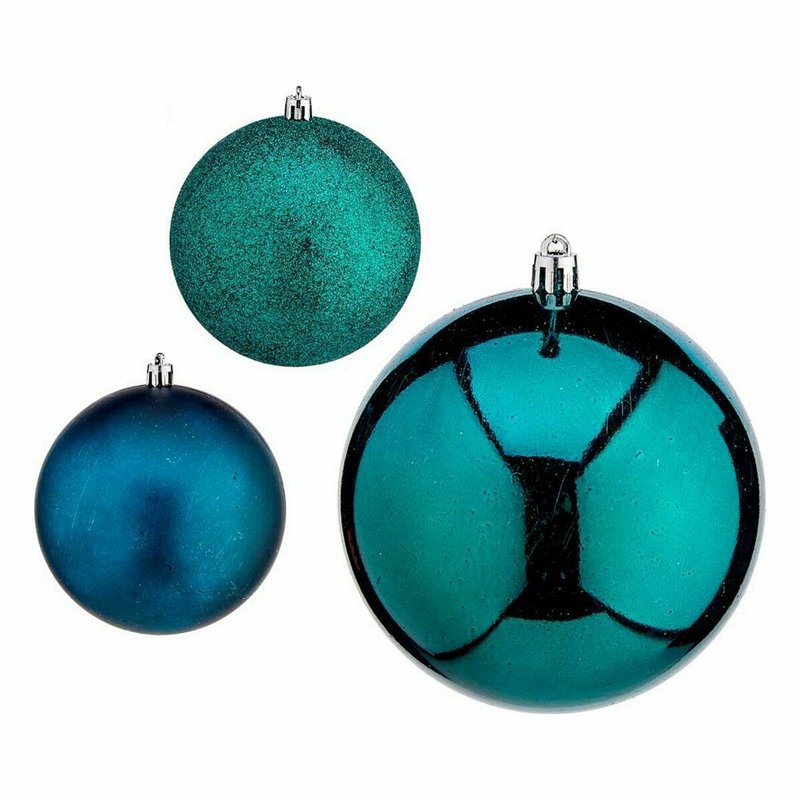 Image secondaire de Lot de boules de Noël Bleu Plastique 10 x 11 x 10 cm (16 Unités)