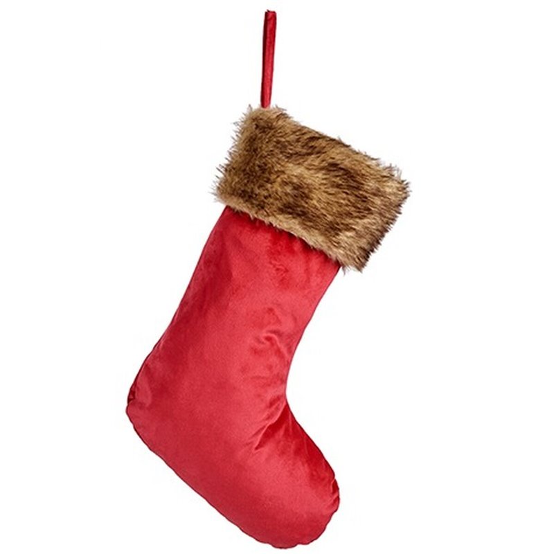 Image secondaire de Décorations de Noël Chaussette de Noël Velours Rouge 27 x 3 x 46 cm (24 Unités)