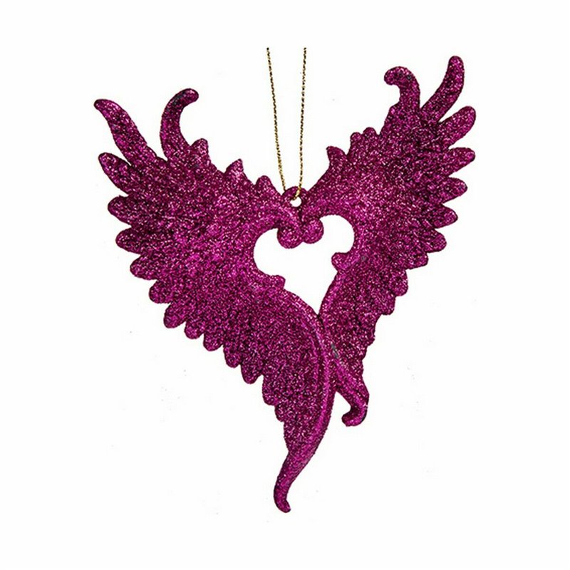 Image secondaire de Décorations de Noël Ailes d'ange Fuchsia Plastique Paillettes 12 x 13 x 2,5 cm (24 Unités)