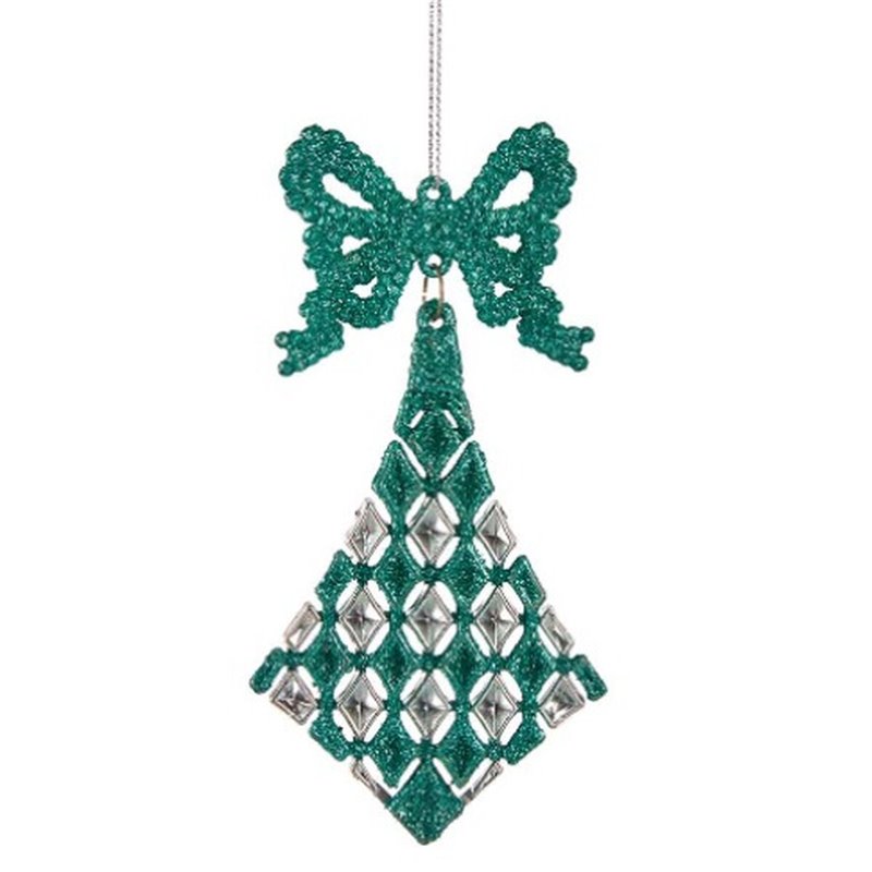 Image secondaire de Décorations de Noël Lien Losanges Vert Plastique Paillettes 7,5 x 1 x 15,5 cm (24 Unités)