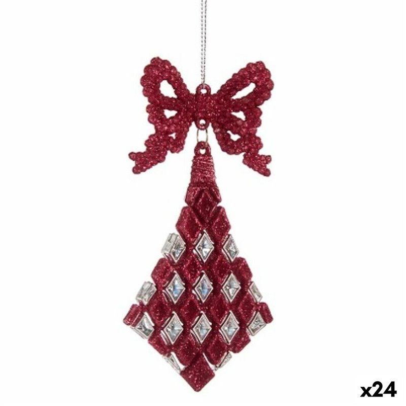 Décorations de Noël Lien Losanges Fuchsia Plastique Paillettes 7,5 x 1 x 15,5 cm (24 Unités)