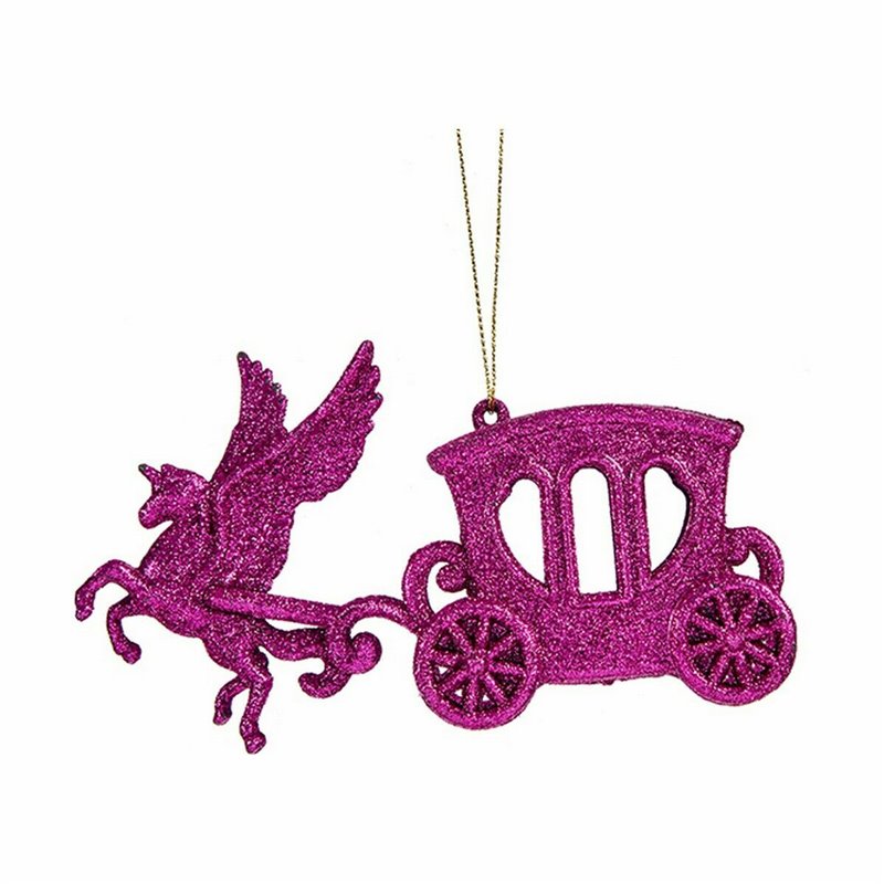 Image secondaire de Décorations de Noël Calèche Magique Fuchsia Plastique Paillettes 15 x 8,5 x 4,5 cm (24 Unités)