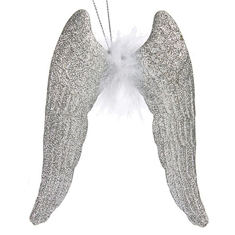 Image secondaire de Décorations de Noël Ailes d'ange Argenté Plastique Paillettes 12,5 x 15 x 2,5 cm (24 Unités)