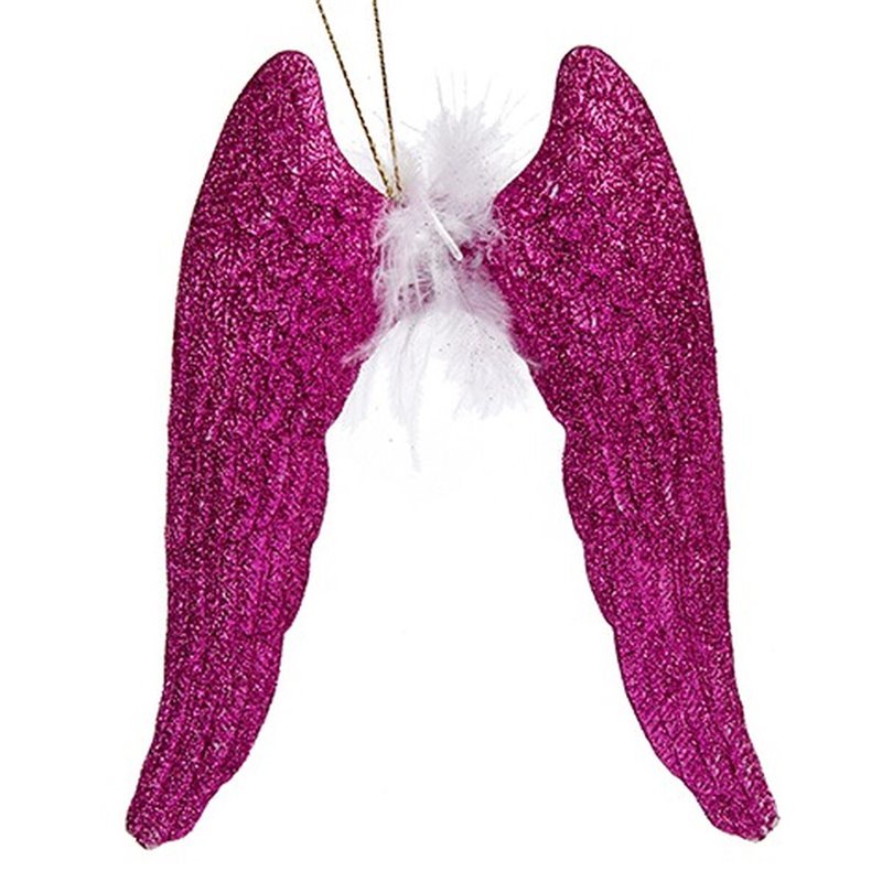 Image secondaire de Décorations de Noël Ailes d'ange Fuchsia Plastique Paillettes 12,5 x 15 x 2,5 cm (24 Unités)