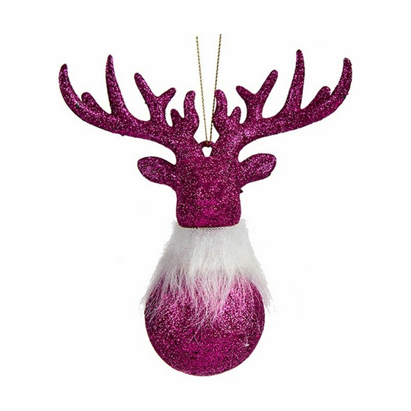 Image secondaire de Décorations de Noël Renne Fuchsia Plastique Paillettes 13,5 x 15,5 x 7 cm (24 Unités)