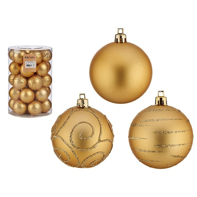 Image secondaire de Lot de boules de Noël Doré PVC Ø 6 cm (4 Unités)