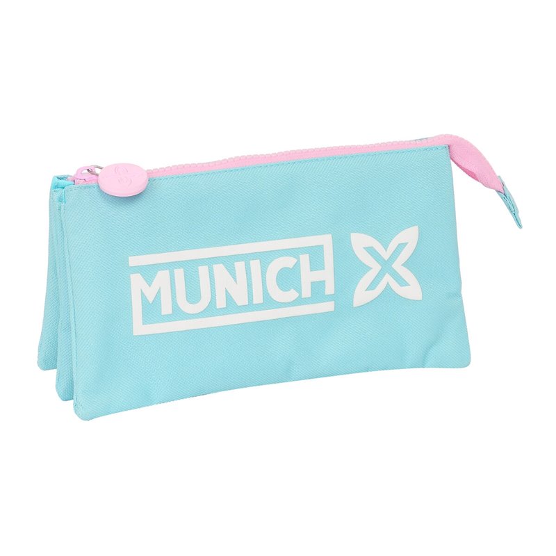 Trousse Fourre-Tout Triple Munich Heaven Bleu ciel 22 x 12 x 3 cm