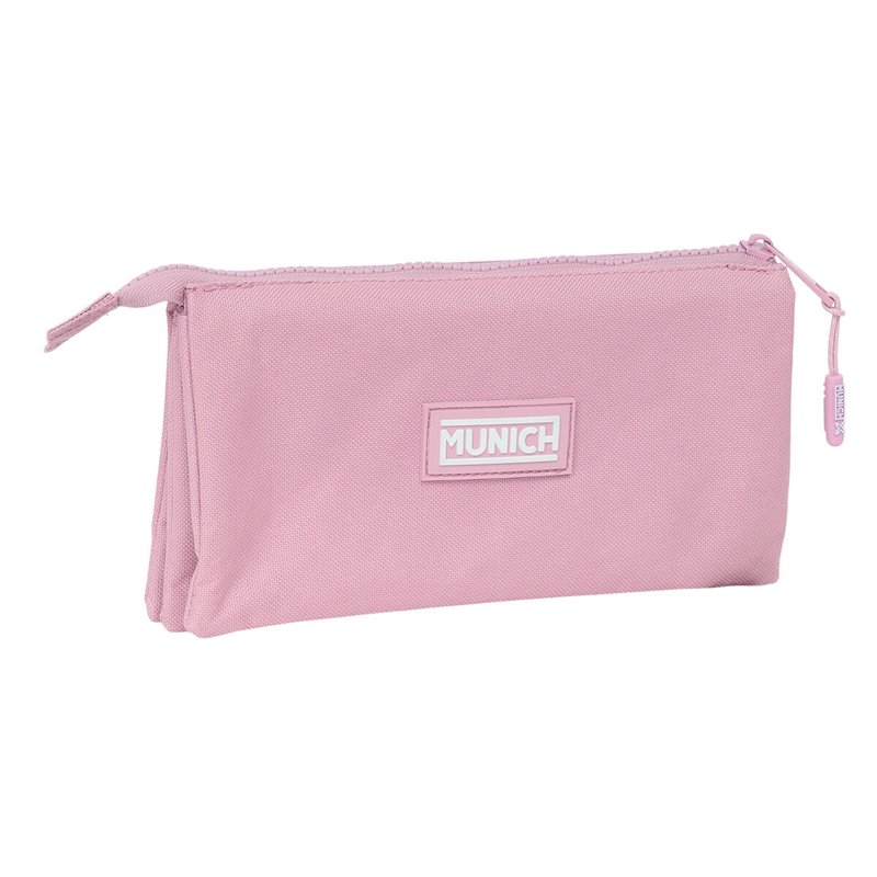 Trousse Fourre-Tout Triple Munich Basic Rose 22 x 12 x 3 cm