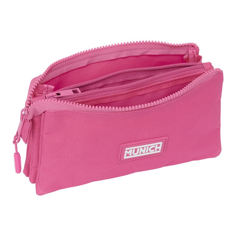 Image secondaire de Trousse Fourre-Tout Triple Munich Basic Fuchsia 22 x 12 x 3 cm