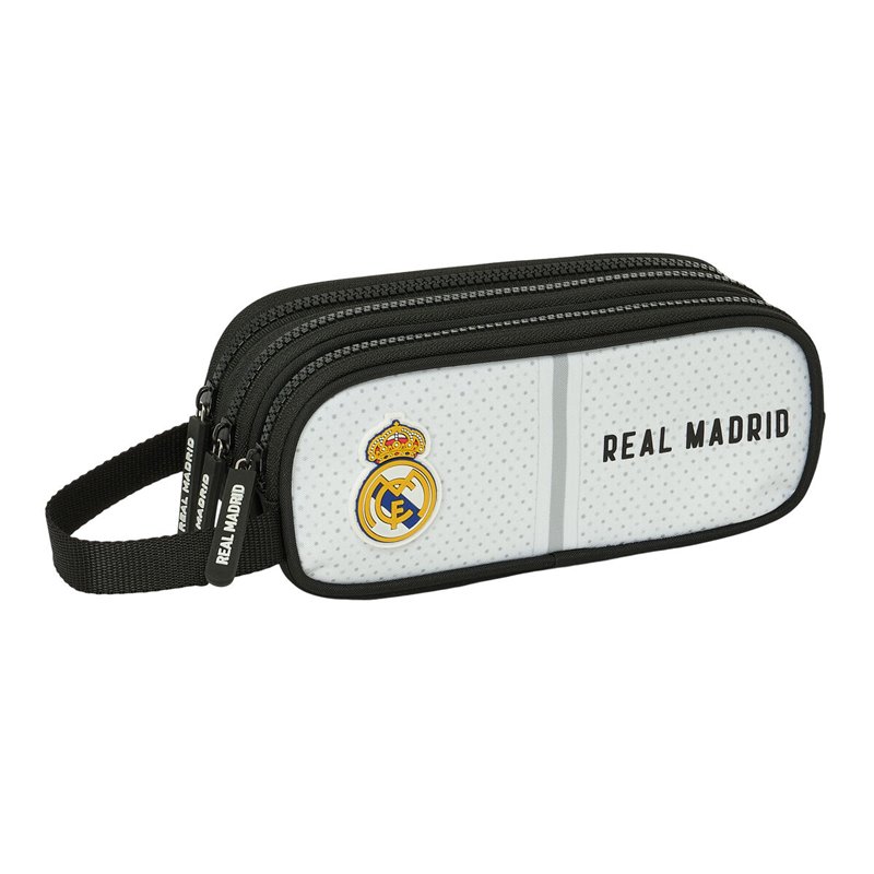 Trousse Fourre-Tout Triple Real Madrid C.F. Blanc Gris 21 x 8.5 x 7 cm