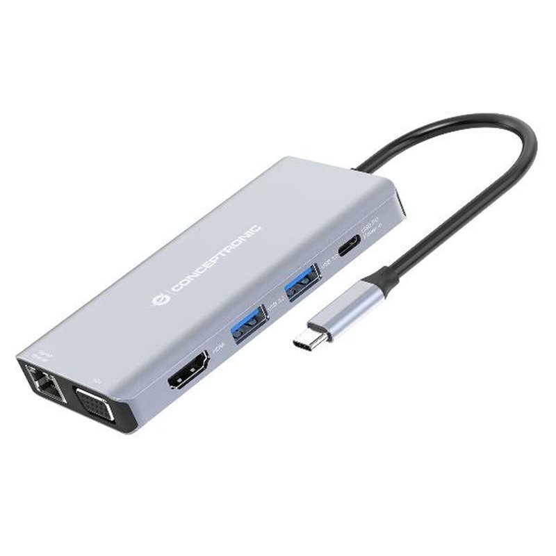 Hub USB Conceptronic 110519307101 Gris 100 W