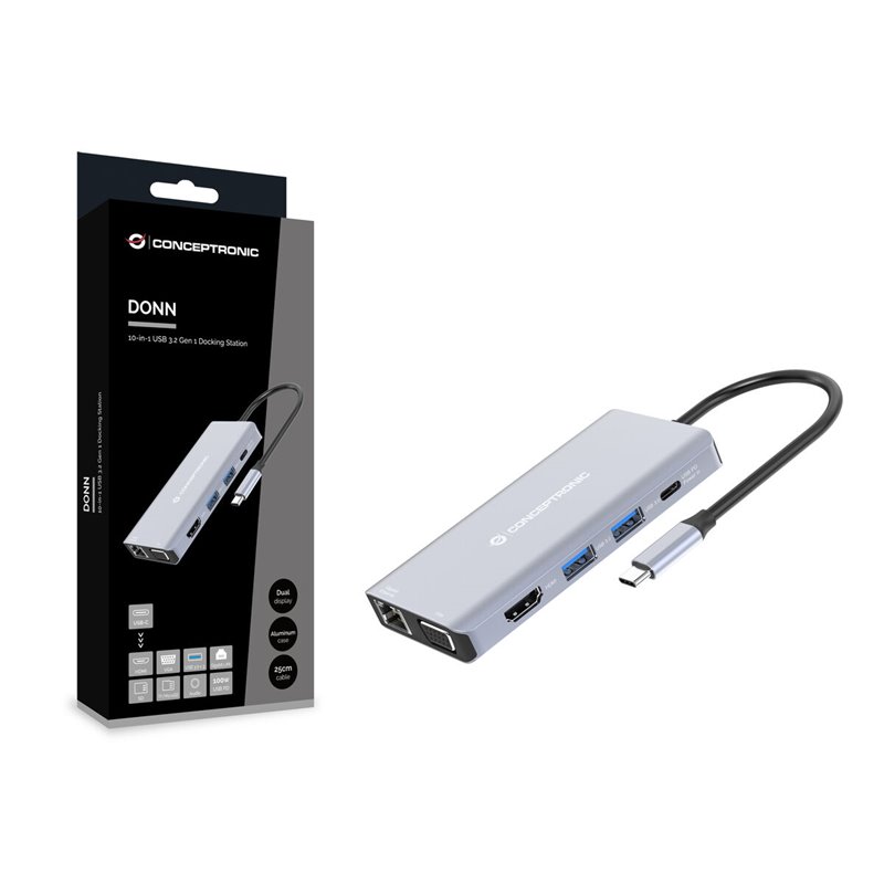 Image secondaire de Hub USB Conceptronic 110519307101 Gris 100 W