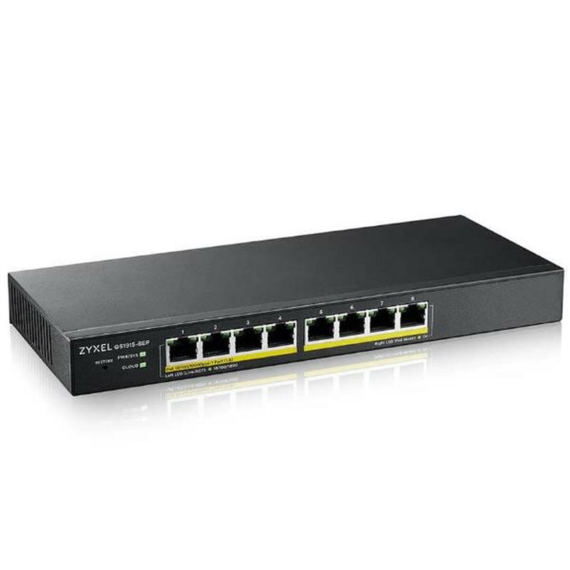 Zyxel GS1915-8EP Géré L2 Gigabit Ethernet (10/100/1000) Connexion Ethernet, supportant l'alimentation via ce port (PoE) 