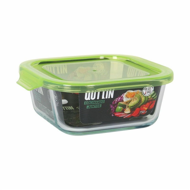 Image secondaire de Panier-Repas carré avec couvercle Quttin Vert 750 ml (6 Unités)