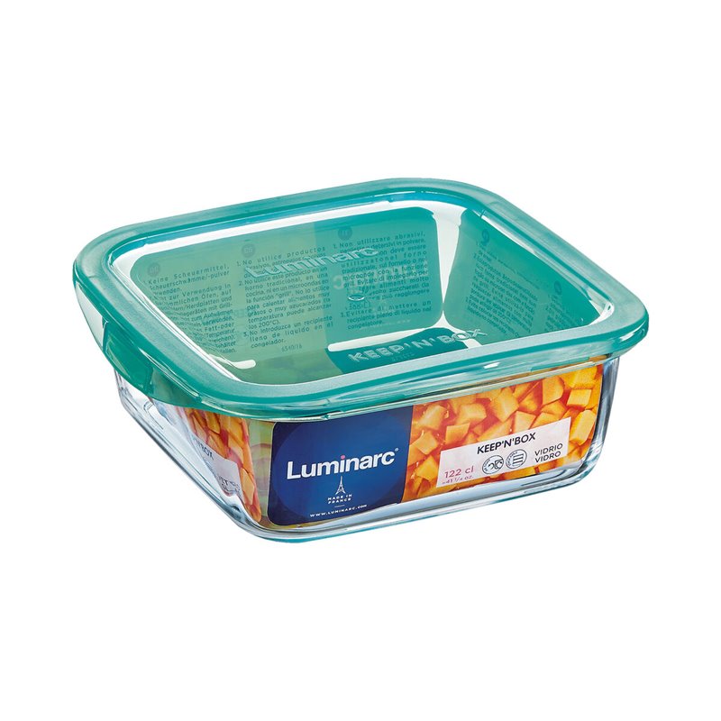 Image secondaire de Panier-Repas carré avec couvercle Luminarc Keep'n Lagon 760 ml 13 x 6 cm Turquoise verre (6 Unités)