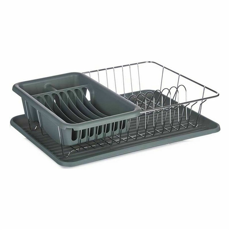Image secondaire de Égouttoir pour Évier Gris Métal Plastique 43,5 x 11 x 33,5 cm (4 Unités)