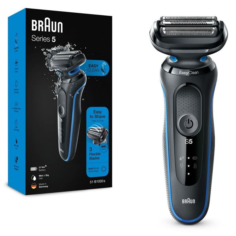 Braun 51-B1000s Rasoir à grille Tondeuse Noir, Bleu