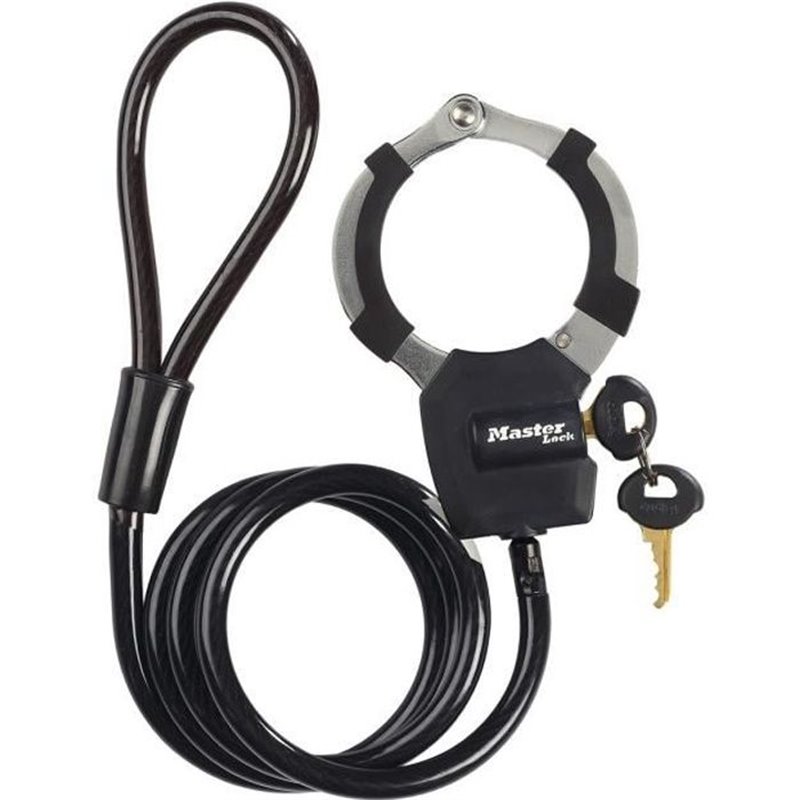 Antivol a Clé avec Menotte - Master Lock 8275EURDPRO - 1m - Idéal pour trottinettes - Noir