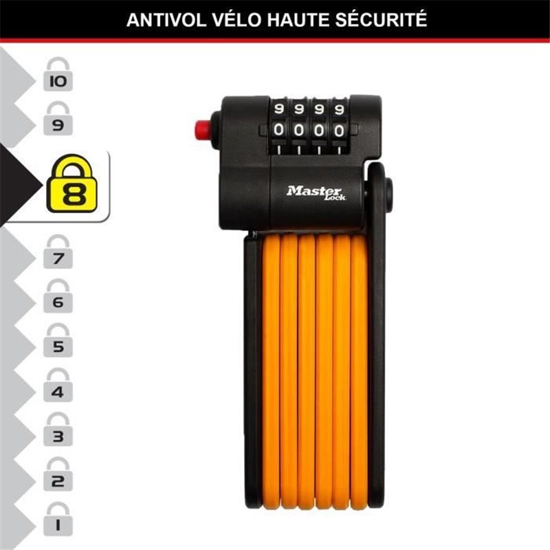 Image secondaire de Antivol Vélo a Code - Master Lock - 8336EURDPRO - Acier Trempé, Combinaison Programmable, Support Inclus