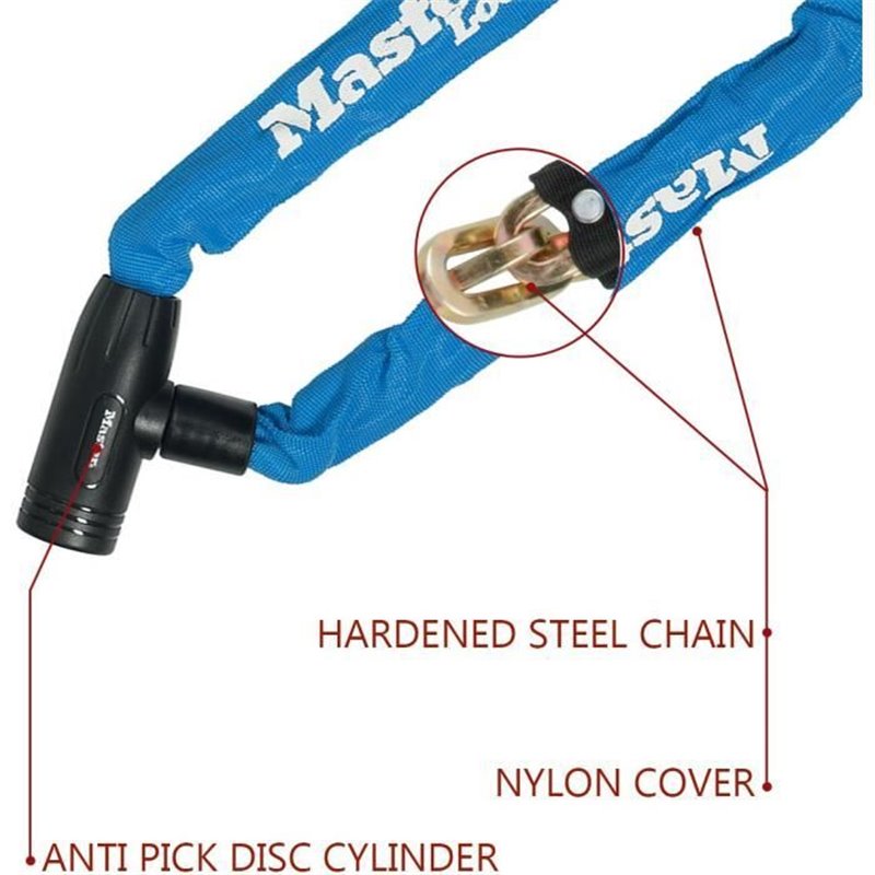 Image secondaire de Master Lock Chaîne Antivol Vélo [Clé] [90 cm Chaîne] [Bleu] 8391EURDPROCOLB