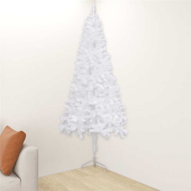 VidaXL Sapin de Noël artificiel d'angle Blanc 150 cm PVC