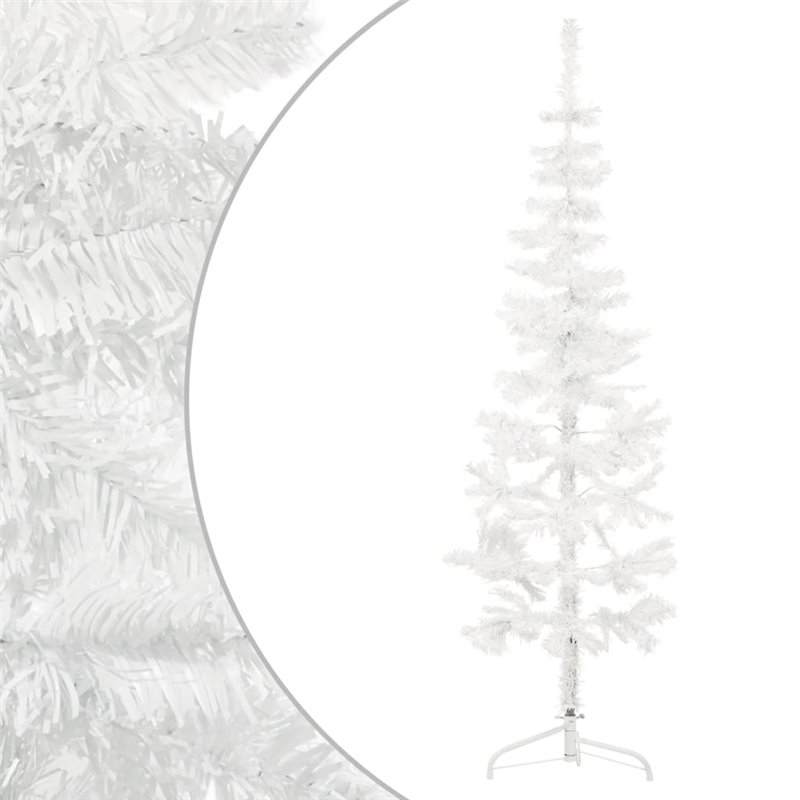 VidaXL Demi sapin de Noël artificiel mince avec support Blanc 120 cm