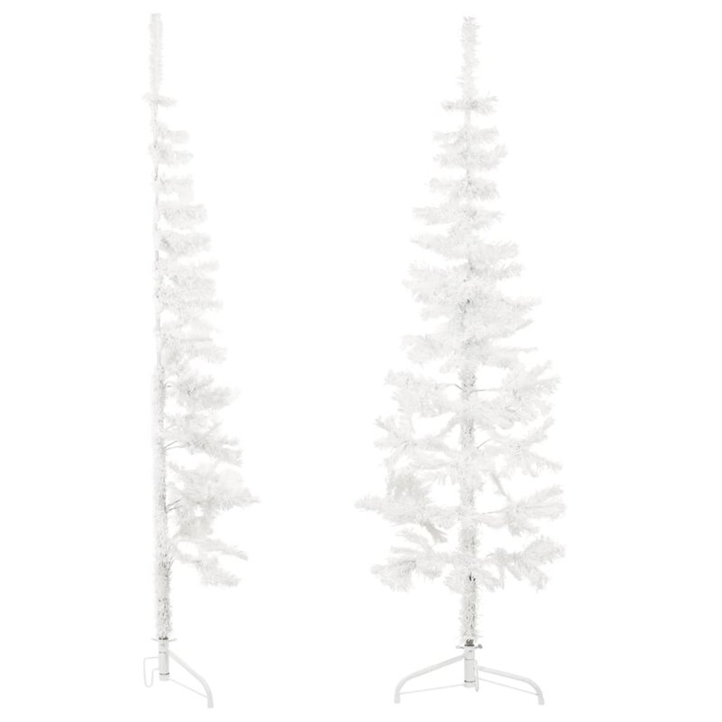 Image secondaire de VidaXL Demi sapin de Noël artificiel mince avec support Blanc 120 cm