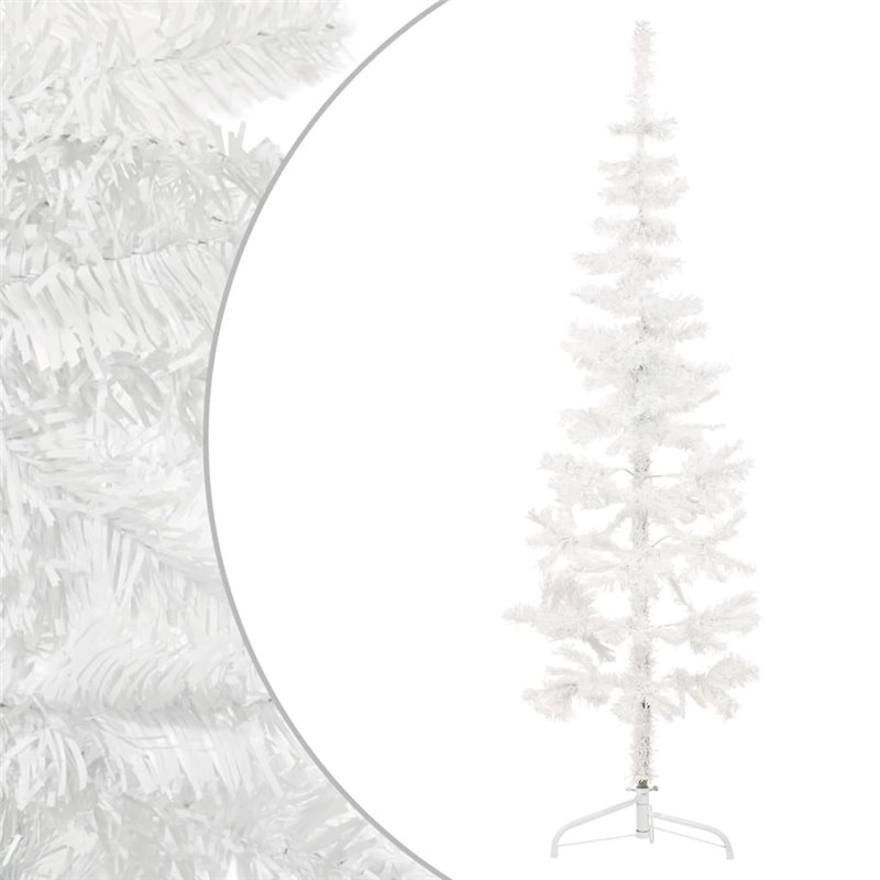 VidaXL Demi sapin de Noël artificiel mince avec support Blanc 150 cm