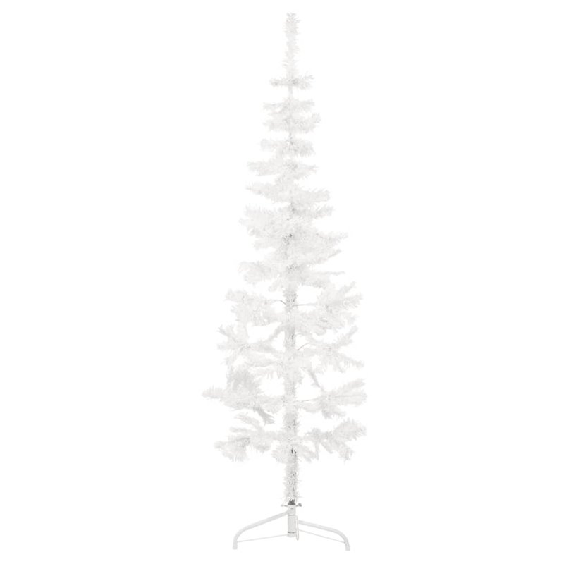 Image secondaire de VidaXL Demi sapin de Noël artificiel mince avec support Blanc 150 cm