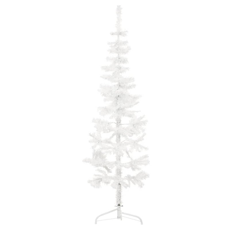 Image secondaire de VidaXL Demi sapin de Noël artificiel mince avec support Blanc 180 cm